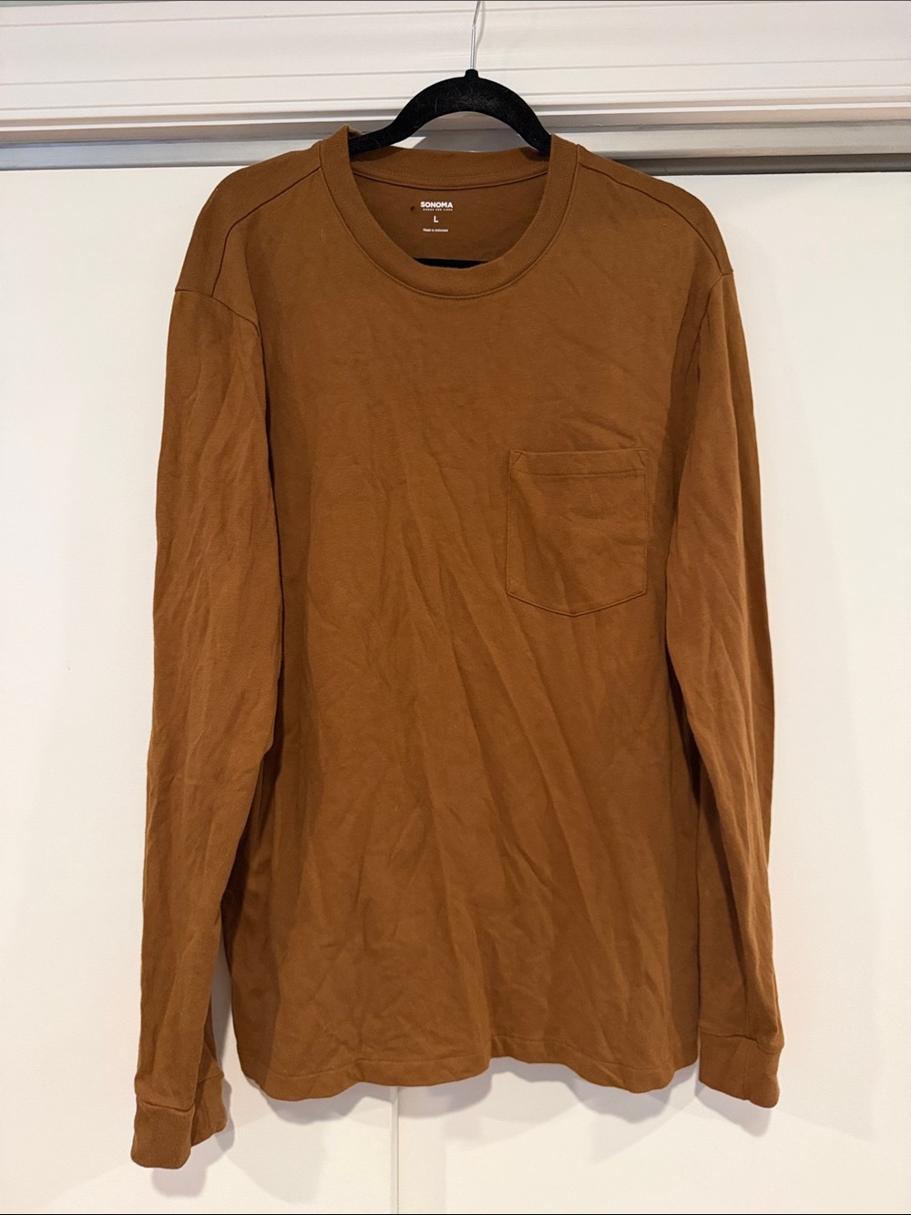 Sonoma Men's Long-Sleeve Pocket Tee - Rust Brown